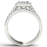 White Gold Diamond Halo Engagement Ring and Two Band Set by Yaffie, 1 1/4ct TDW