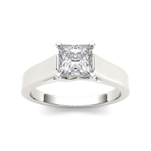 Introducing the Regal Yaffie Princess Cut White Gold Engagement Ring, Stunningly Adorned with 1.25-Carat TDW Diamonds.