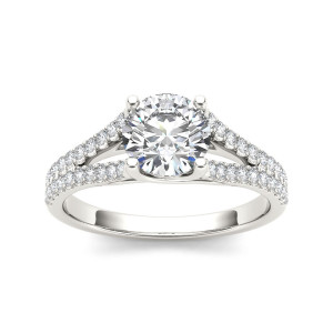 The Stunning Split-Shank Yaffie Engagement Ring, Adorned with 1 1/4cts of White Gold Glittering Diamonds