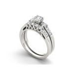 Sparkling Yaffie White Gold Three-Stone Engagement Ring Set with 1 1/4ct TDW Diamonds