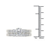 Sparkling Yaffie White Gold Three-Stone Engagement Ring Set with 1 1/4ct TDW Diamonds