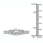 Triple Diamond Brilliance: Yaffie White Gold Three Stone Ring with 1 1/4ct TDW Diamonds in White H-I