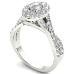 Yaffie W.G. 1.25ct TDW Oval Diamond Halo Engagement Ring