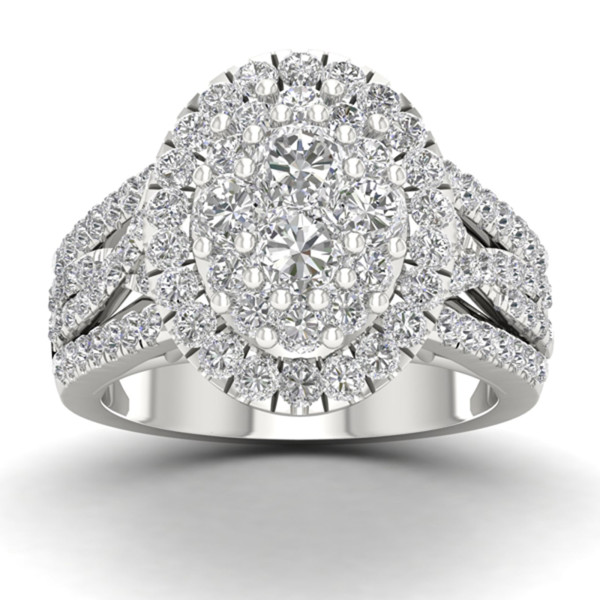 Yaffie Diamond Cluster Halo Engagement Ring, 1 3/4ct TDW, in White Gold.