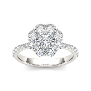 Sprinkle Magic with Yaffie White Gold Flower Halo Engagement Ring, 1 3/4ct Diamond