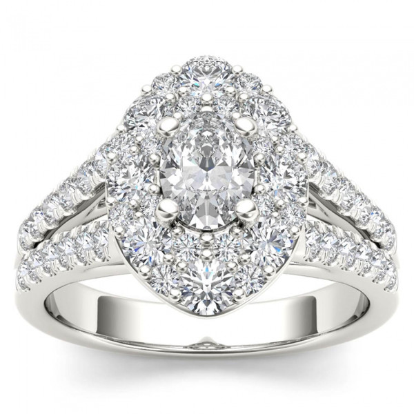 Yaffie Stunning Oval Diamond Halo Engagement Ring - White Gold + 1.875ct TDW