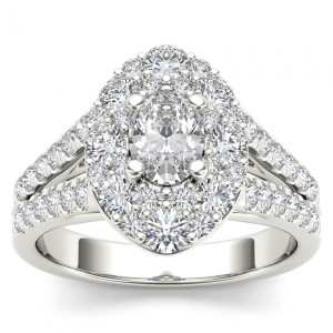 Sparkling Yaffie Engagement Ring with Oval Diamond Halo in White Gold (1.875ct)
