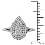 Sparkling Yaffie White Gold Diamond Cluster Engagement Ring with Pear-Shaped Design and 1/2ct TDW