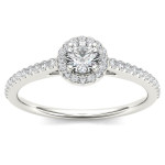 Sparkling Yaffie Engagement Ring with 1/2ct Diamond Halo in White Gold