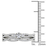 White Gold Diamond Anniversary Ring with 3 Stones and Matching Band, 1/2ct TDW