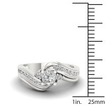 Swirled Three Stone Bridal Set with 1/2ct TDW Diamonds in White Gold by Yaffie