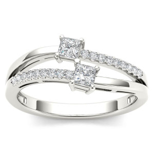 Yaffie WG 1/3ct TDW 2-Stone Diamond Proposal Ring in Elegant White