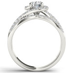 1ct TDW Diamond Bypass Halo Engagement Ring Set with One Band in Yaffie Elegant White Gold