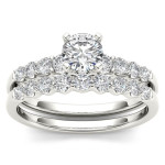 Yaffie timeless White Gold Engagement Ring with 1ct TDW Diamonds and matching band.