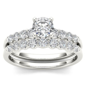 Yaffie timeless White Gold Engagement Ring with 1ct TDW Diamonds and matching band.