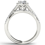 Dazzling Yaffie Engagement Ring Set: Criss-Cross Halo with 1ct TDW Diamonds & One Band in White Gold