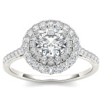 Sparkling Yaffie Double Halo Engagement Ring with 1ct TDW White Gold Diamonds