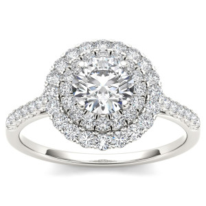 Sparkling Yaffie Double Halo Engagement Ring with 1ct TDW White Gold Diamonds