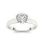 White Gold Half-Bezel Engagement Ring with 1ct TDW Diamonds by Yaffie