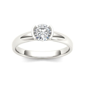 Be dazzled by Yaffie White Gold Half-Bezel Ring with 1ct TDW Diamonds.