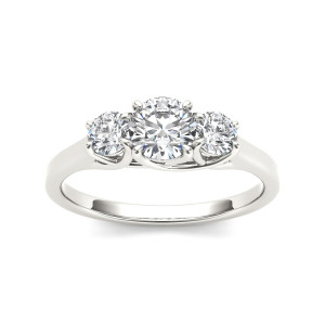 Sparkling Trio: Yaffie 1ct TDW White Gold Diamond Three-Stone Engagement Ring