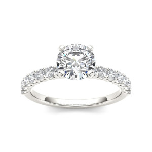 White Gold Engagement Ring with 1 Carat TDW Round-cut White Diamond from Yaffie