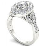 Sparkling Oval Diamond Halo Engagement Ring - Yaffie White Gold 2.5ct TDW