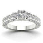 Princess-cut Triple Diamond Ring with 2 2/5ct TDW in White Gold by Yaffie