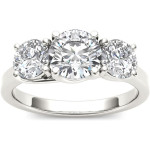 Dazzling Yaffie Diamond Ring with 3 Stones in White Gold, totaling 2ct TDW