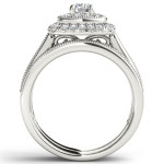 White Gold Double Halo Bridal Set with 3/4ct TDW Diamonds by Yaffie
