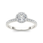 Yaffie White Gold Sparkler: A 3/4ct TDW Diamond Halo Engagement Ring