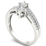 White Gold Yaffie Ring with Two-Stone Diamonds, 3/4ct Total Weight for Engagement