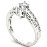 White Gold Yaffie Ring with Two-Stone Diamonds, 3/4ct Total Weight for Engagement