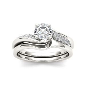 White Gold 5/8ct TDW Classic Diamond Bypass Engagement Ring - Custom Made By Yaffie™