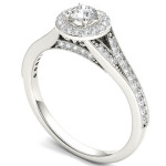 Radiant Yaffie White Gold Diamond Halo Ring - 5/8ct TDW for Unforgettable Engagements