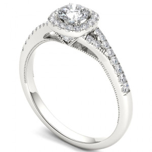 Sparkling Yaffie Diamond Halo Engagement Ring in 5/8ct White Gold