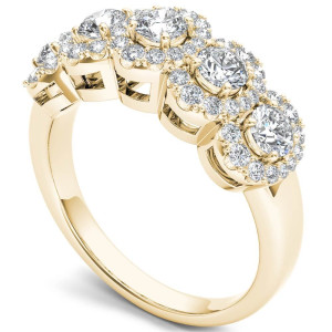 Halo Diamond Ring in Yaffie Gold with 1.1ct Total Diamond Weight