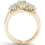 Engage with Elegance: Yaffie Gold 1 1/2ct TDW Three-Stone Diamond Halo Ring