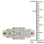 Engage with Elegance: Yaffie Gold 1 1/2ct TDW Three-Stone Diamond Halo Ring