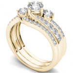 Golden Yaffie Diamond Bridal Ring Set with 1 1/4ct TDW Bypass Design