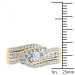 Golden Yaffie Diamond Bridal Ring Set with 1 1/4ct TDW Bypass Design