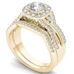 Sparkling Yaffie Gold Diamond Engagement Ring Set with Matching Band - 1 1/4ct TDW