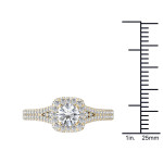 Sparkling Yaffie Gold Diamond Engagement Ring with Split-Shank and Halo (1 1/4ct TDW)