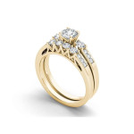 Engagement Ring Set with Three Sparkling Diamonds, Yaffie Gold, 1 1/4ct TDW