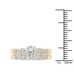 Gold Three-Stone Engagement Ring Set with 1 1/4ct TDW Diamonds by Yaffie