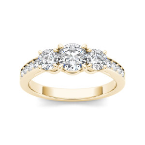 Gold Yaffie Three-Stone Ring with 1 1/4ct TDW Diamonds
