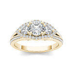 Triple-Tone Diamond Ring with Yaffie Gold and 1 1/6 Carats TDW