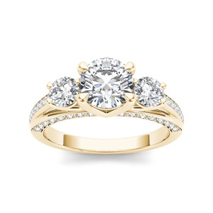 Anniversary Ring: Stunning Yaffie Gold Three-Stone with 1.75ct TDW Diamonds