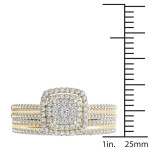 Golden Yaffie Diamond Cluster Halo Bridal Set with 1/2 Carat Total Diamond Weight