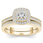 Double Halo Bridal Set with Yaffie Gold and 1/2ct TDW Diamonds